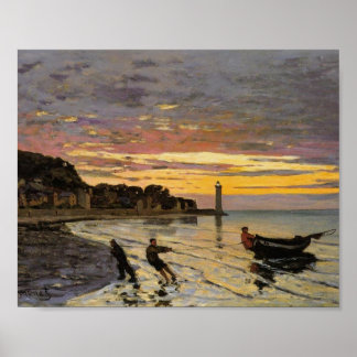 Een Boat Ashore, Honfleur van Claude Monet. Poster