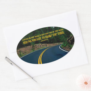 "Een bocht in de weg" Inspirerend Quote Ovale Sticker