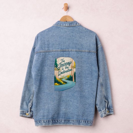 Een bochtige weg die door een bos snijdt denim jacket (Hangar)