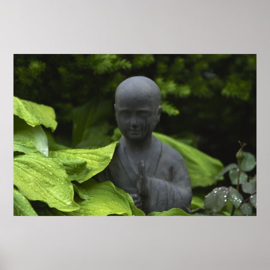 Een Boeddha-beeld in een Meditation Garden Poster (Voorkant)