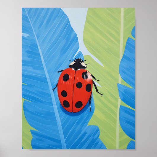 Een boeiend blauw en rood lieveheersbeestje poster (Voorkant)