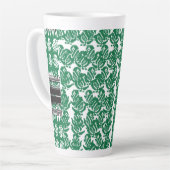 Een boeiend groen en zwart ontwerp met een gewaagd latte mok (Linkerhoek)