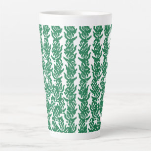 Een boeiend groen en zwart ontwerp met een gewaagd latte mok