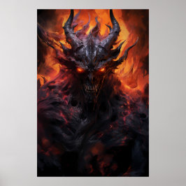 Een boeiend kunstschilderij van een Fiery Hell Dem Poster