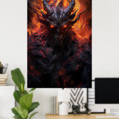 Een boeiend kunstschilderij van een Fiery Hell Dem Poster (Thuiskantoor)
