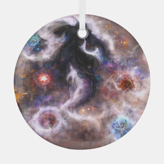 Een boeiende Abstracte galactische nevel Glas Ornament (Voorkant)