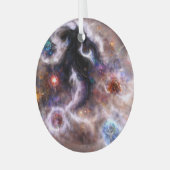 Een boeiende Abstracte galactische nevel Glas Ornament (Voorkant links)