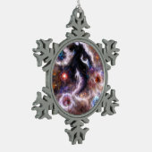 Een boeiende Abstracte galactische nevel Tin Sneeuwvlok Ornament (Links)