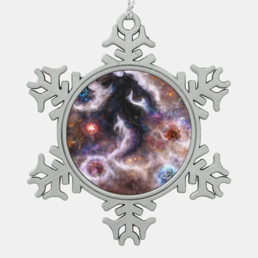 Een boeiende Abstracte galactische nevel Tin Sneeuwvlok Ornament (Voorkant)