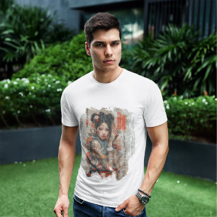Een boeiende japanse schoonheid in  stijl t-shirt