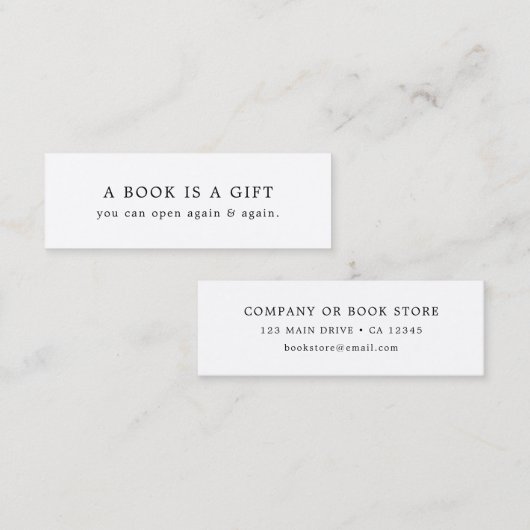 Een boek dat een Cadeaumoderne Minimale Mini Bladw Mini Visitekaartje (Voorkant / Achterkant)