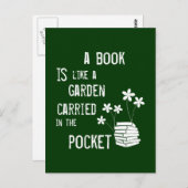 Een boek is als een tuin in de zak briefkaart (Voorkant / Achterkant)