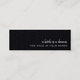 Een boek is een Dream Modern Black Mini Bladwijzer Visitekaartje