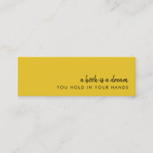 Een boek is een Dream Mustard Mini Bladwijzer Card
