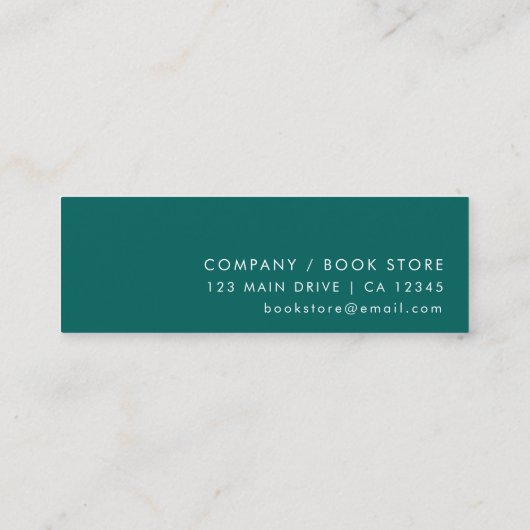 Een boek is een droom | Blauwgroen groene mini-Bla Mini Visitekaartje (Achterkant)