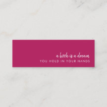Een boek is een droom | Moderne roze minikaart voo