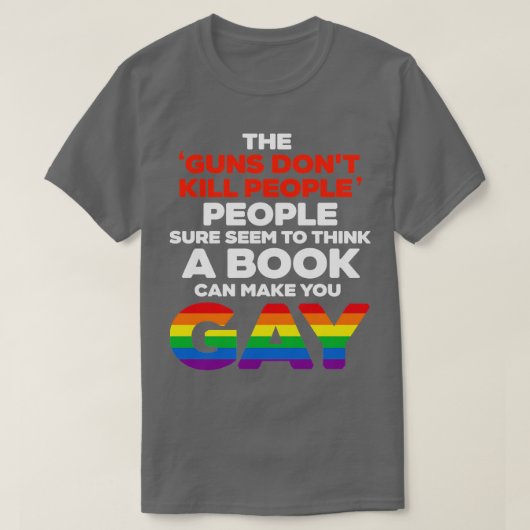 Een boek kan je homo maken t-shirt (Design voorkant)