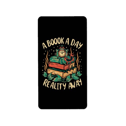 Een boek per dag houdt de realiteit op afstand etiket (Voorkant)