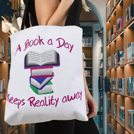 Een boek per dag houdt de realiteit op afstand tote bag