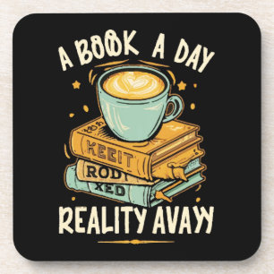 Een boek per dag houdt de realiteit weg bier onderzetter