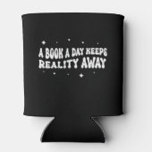 Een boek per dag houdt de realiteit weg blikjeskoeler (Achterkant)