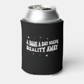 Een boek per dag houdt de realiteit weg blikjeskoeler (Blikje Achterkant)