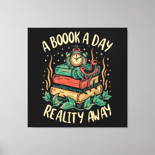 Een boek per dag houdt de Realiteit weg Canvas Afdruk (Voorkant)