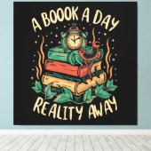Een boek per dag houdt de Realiteit weg Canvas Afdruk (Insitu (Houten vloer))