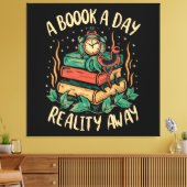 Een boek per dag houdt de Realiteit weg Canvas Afdruk (Insitu (Woonkamer))