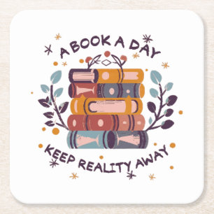 Een boek per dag houdt de realiteit weg kartonnen onderzetters