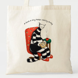 Een boek per dag houdt de realiteit weg - Leescat Tote Bag