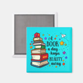 Een boek per dag houdt de realiteit weg magneet (Voorkant / Achterkant)