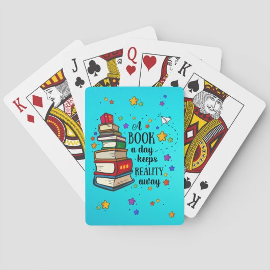 Een boek per dag houdt de realiteit weg pokerkaarten (Achterkant)