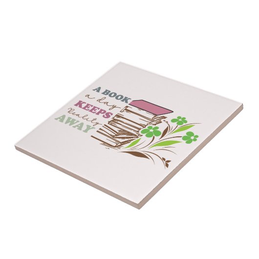 Een boek per dag houdt de realiteit weg tegeltje (Zijkant)