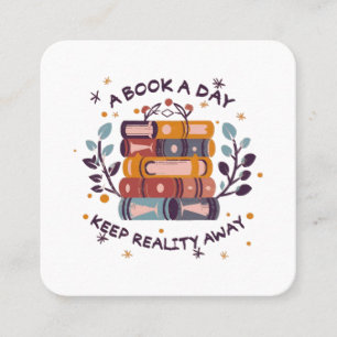 Een boek per dag houdt de realiteit weg vierkante visitekaartje