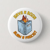 Een boek redden Een fascist verbranden Ronde Button 5,7 Cm (Voorkant)