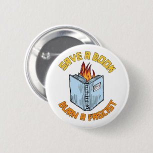 Een boek redden Een fascist verbranden Ronde Button 5,7 Cm