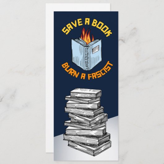 Een boek redden Een fascistisch Bladwijzer verbran Save The Date (Voorkant / Achterkant)