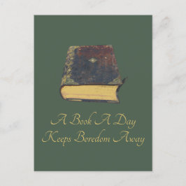 Een boek van een dag houdt de boretheid weg briefkaart