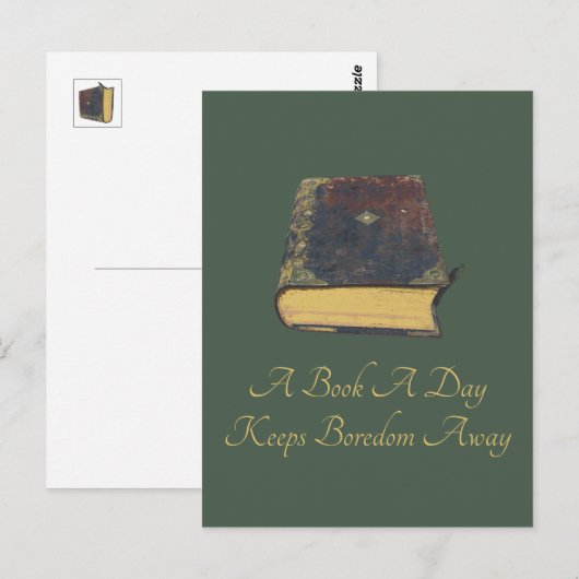 Een boek van een dag houdt de boretheid weg briefkaart (Voorkant / Achterkant)