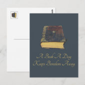 Een boek van een dag houdt de boretheid weg briefkaart (Voorkant / Achterkant)