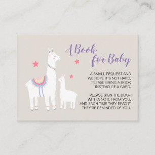 Een boek voor Baby Llama Shower Book Request Informatiekaartje