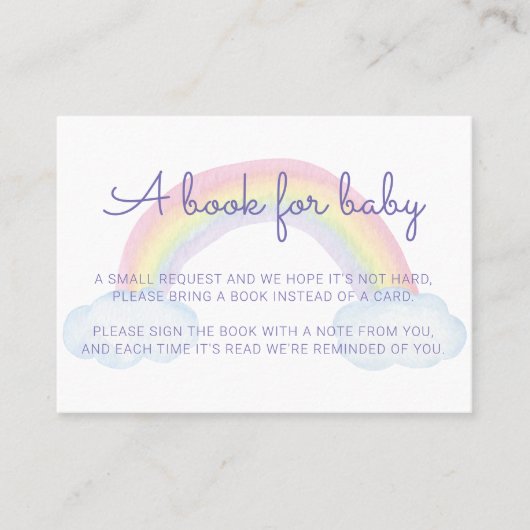 Een boek voor Baby Rainbow Baby shower Boek Aanvra Visitekaartje (Voorkant)
