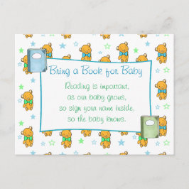 Een boek voor het Baby shower van de baby Blue Briefkaart