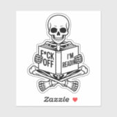 Een boekentrovert skelet sticker (Vel)
