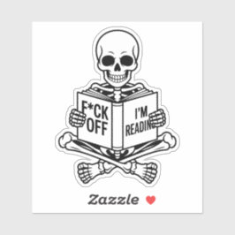 Een boekentrovert skelet sticker