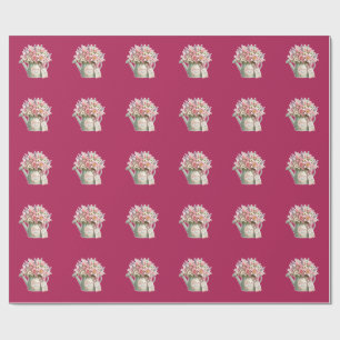 Een boeket bloemen in een gietkan voor mama  cadeaupapier