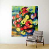 Een boeket bloemen in een vaas. wandkleed (In situ)