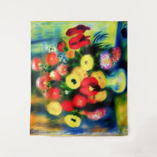 Een boeket bloemen in een vaas. wandkleed