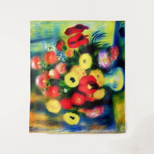 Een boeket bloemen in een vaas. wandkleed (Voorkant)